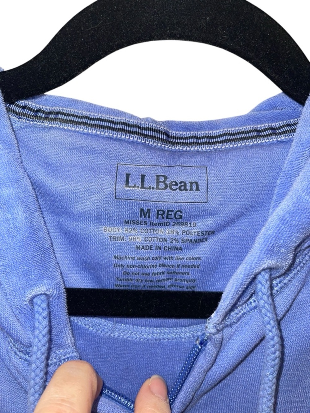 LL Bean Women’s Blue Full Zip Lightweight Hoodie Sweatshirt Size: Medium - Picture 2 of 4